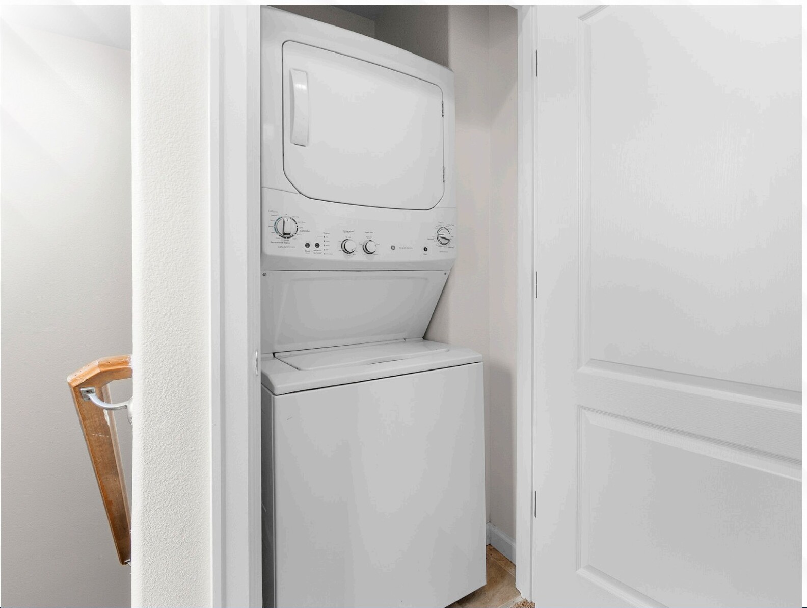 In-unit stacked washer and dryer hookup